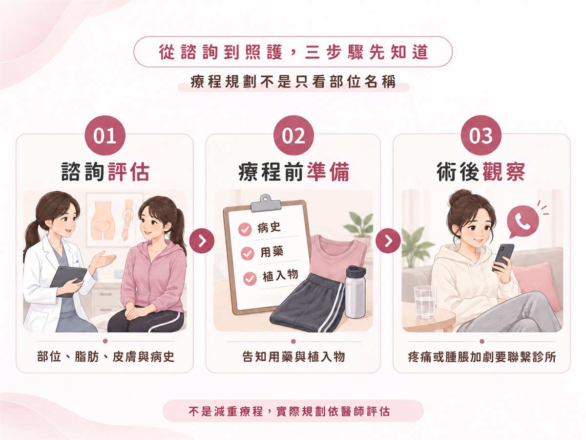 ONDA PRO 諮詢療程前準備與術後照護流程示意圖
