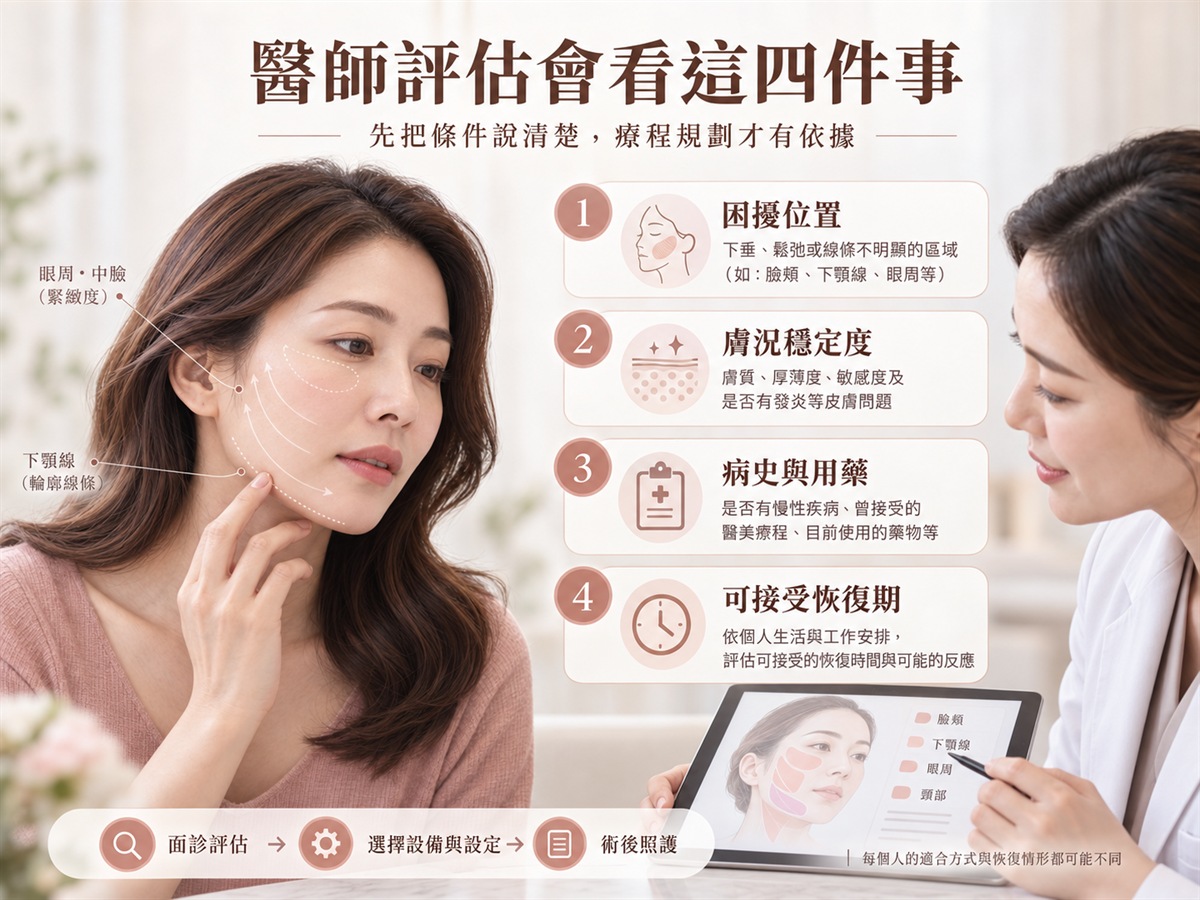 音波與電波療程醫師評估重點示意圖